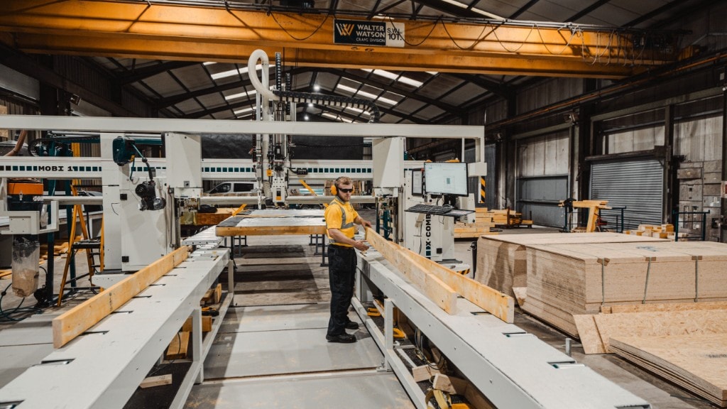 CNC timber processing machine at NI Timberframes